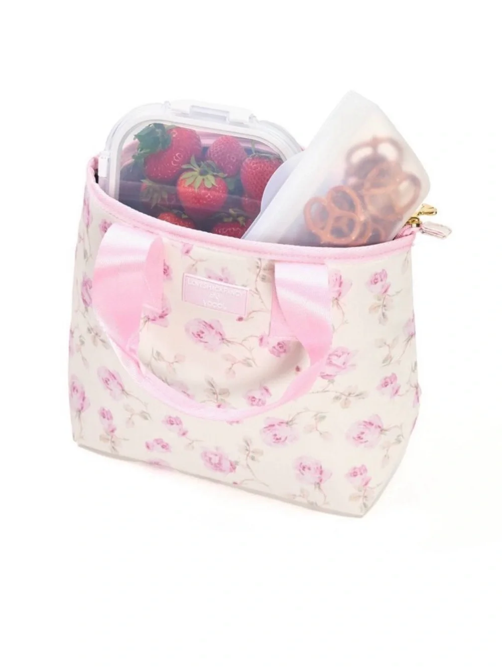 LoveShackFancy Pink Floral Quilted Backpack & lunch bag Tote Set